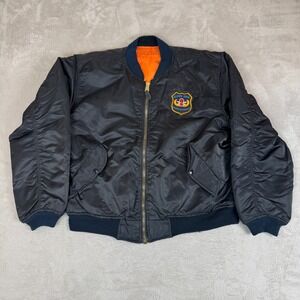 Vintage Blown Away Boston‎ Movie MA-1 Bomber Jacket Mens L Black Preowned